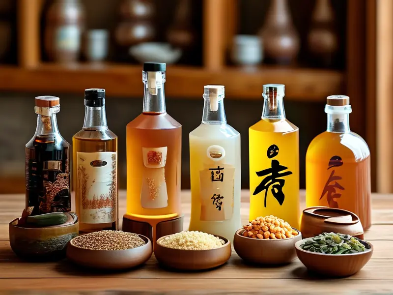 多种粮食酿造的酒展示