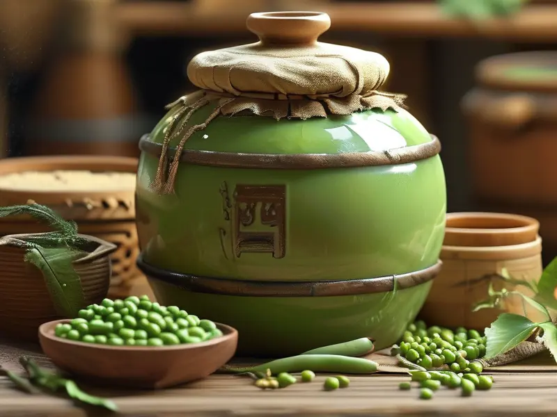 刚酿好的绿豆酒与酿酒工具
