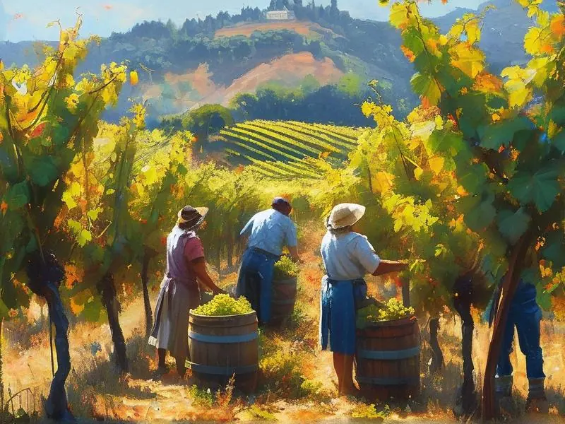 蒙特斯酿酒师在葡萄园中检查葡萄