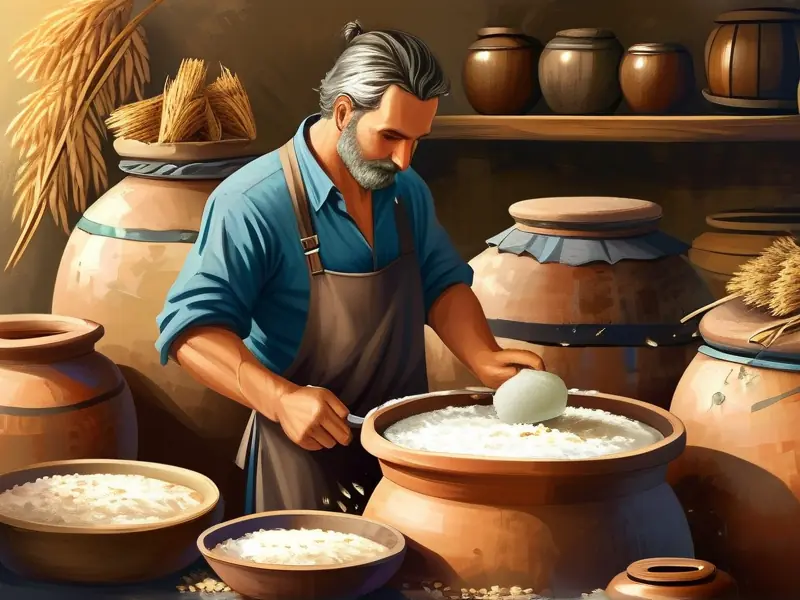 传统米酒制作过程实拍