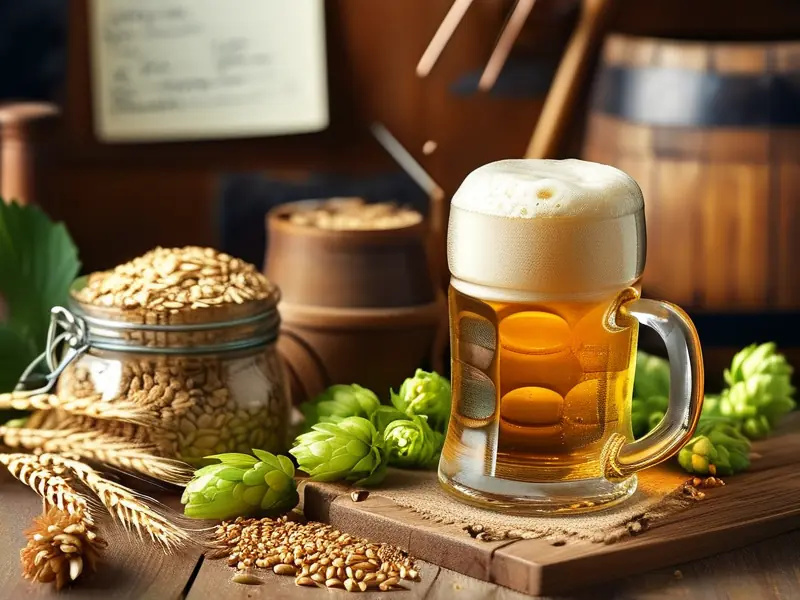 家庭酿啤酒原料与发酵过程实拍图