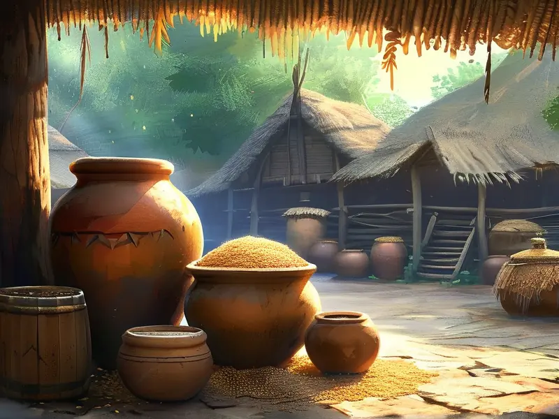 古代酿酒场景展示原始酿造过程