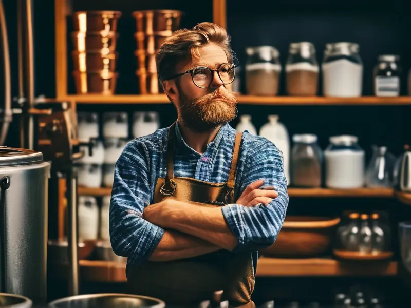 专业酿酒师在比较不同酿酒设备的价格和质量