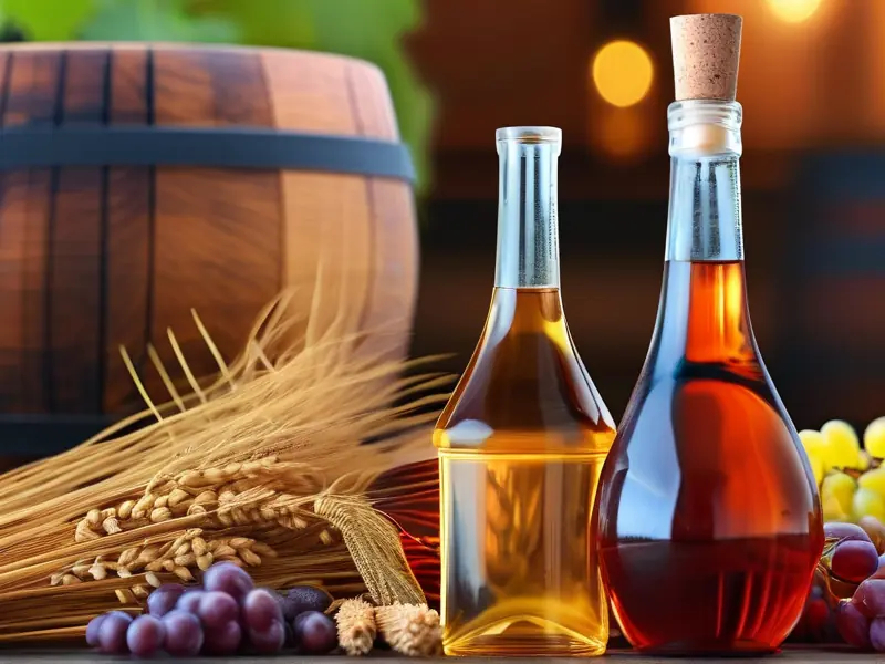 酿造酒天然原料与配制酒添加剂对比示意图