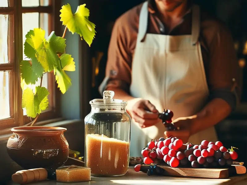 家庭自酿葡萄酒准备材料场景
