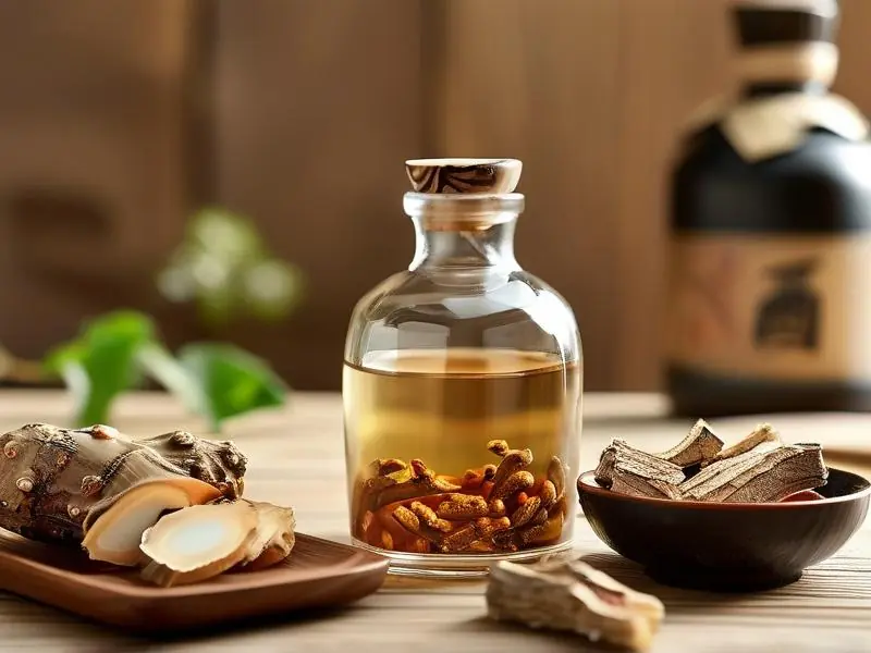 天麻和杜仲泡酒材料展示图