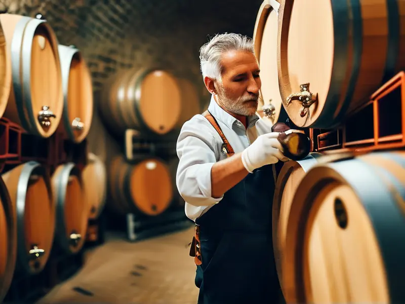 酿酒师检查洋酒发酵过程