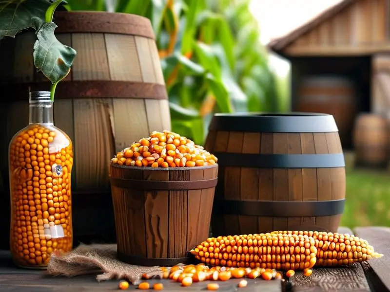 玉米酿酒原料与成品展示