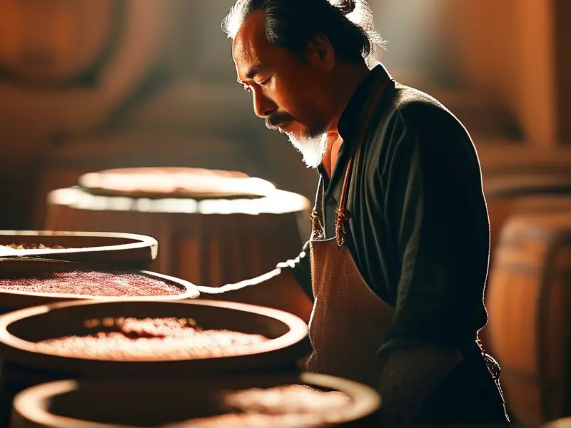 酿酒师检查酱香型白酒发酵过程