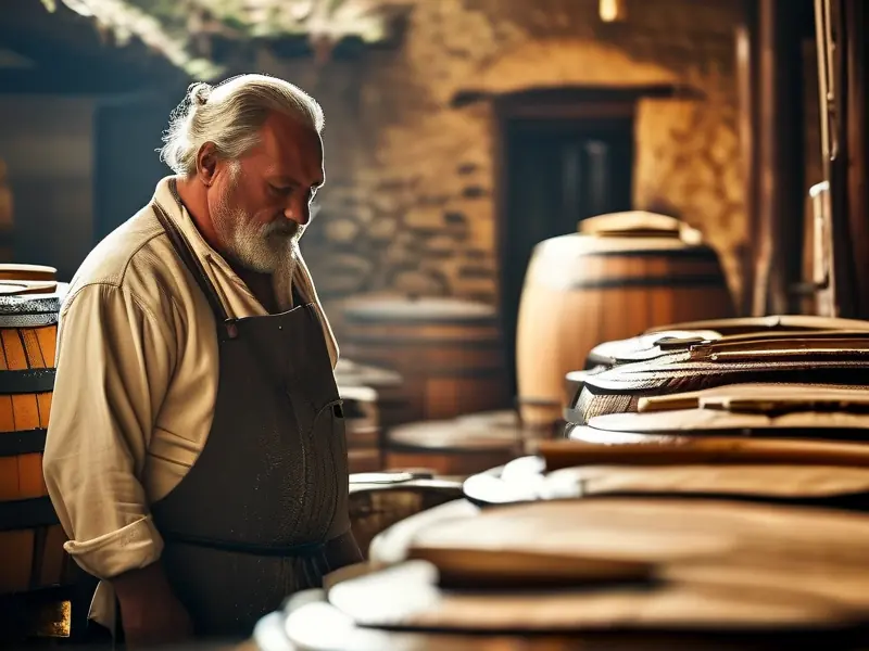 酿酒师检查白酒发酵过程