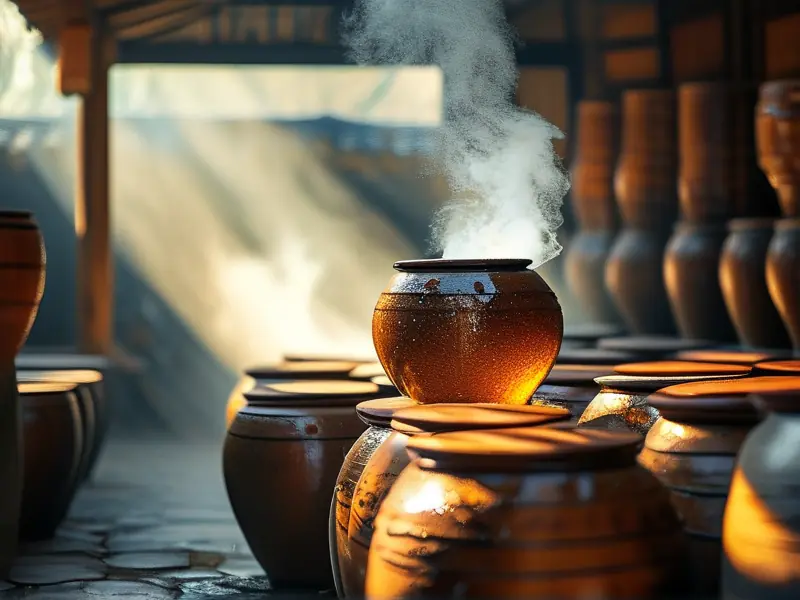 传统自酿白酒蒸馏过程实拍图