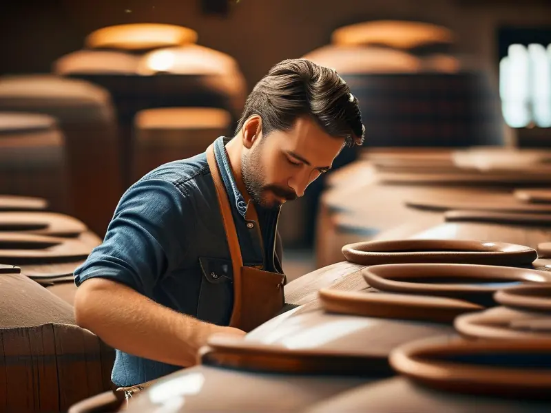 酿酒师检查白酒发酵过程