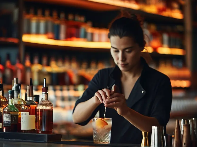 沈阳专业调酒师在酒吧调制鸡尾酒