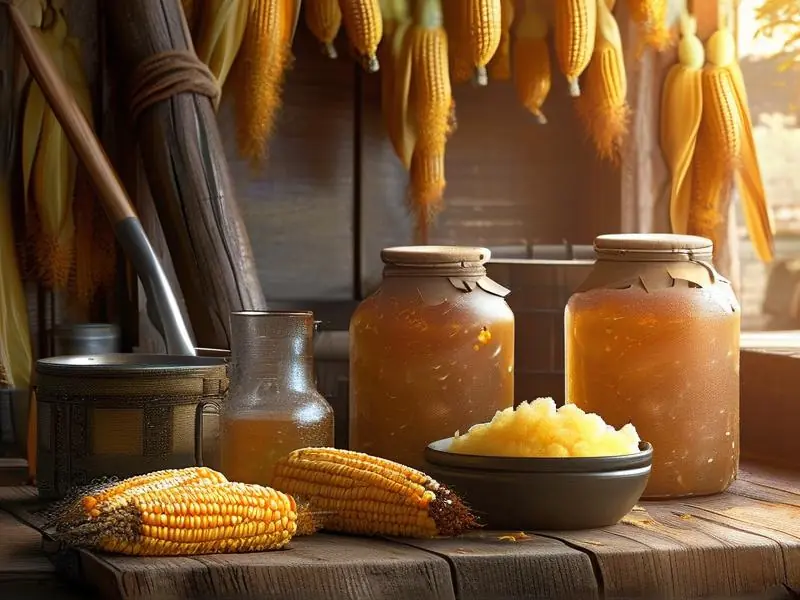 传统玉米酒制作原料与发酵过程实拍