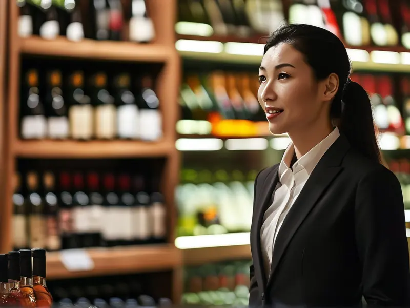 专业白酒销售员向客户介绍产品