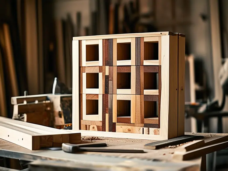 木工制作14格酒格的过程