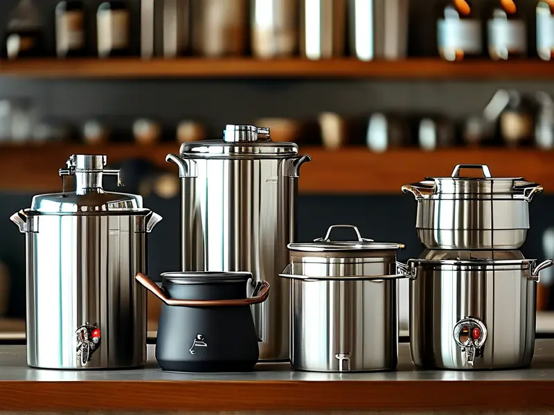 多种50斤容量酿酒设备实物对比展示图