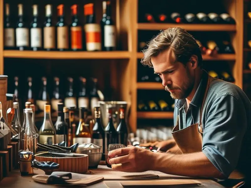酿酒师制作酒格的工作场景