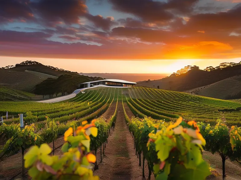 澳大利亚典型葡萄园景观与酿酒作业现场