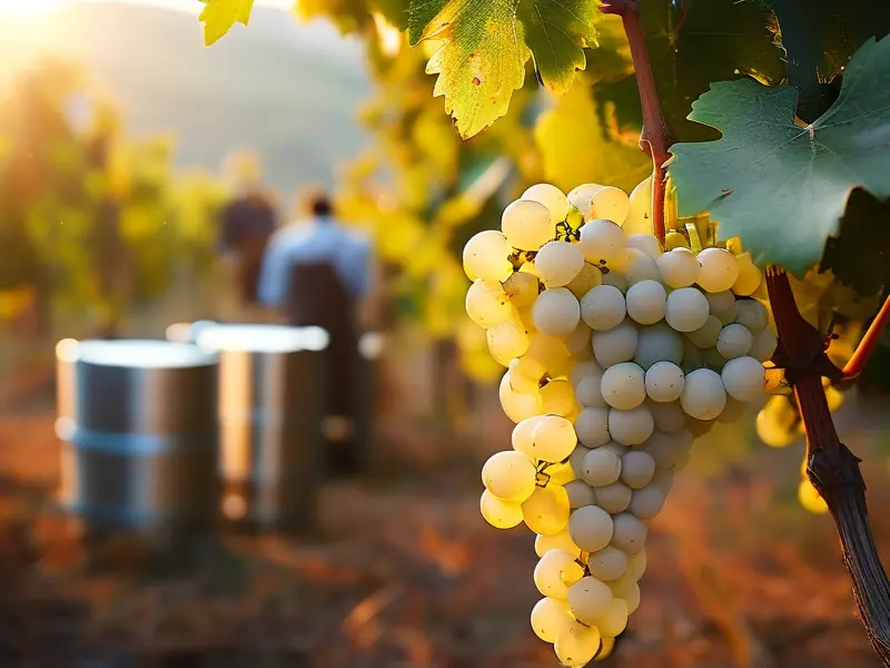 白葡萄采摘与酿酒设备展示