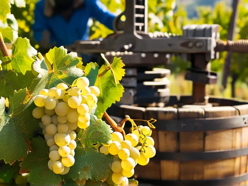 白葡萄酒原料采摘与初加工场景