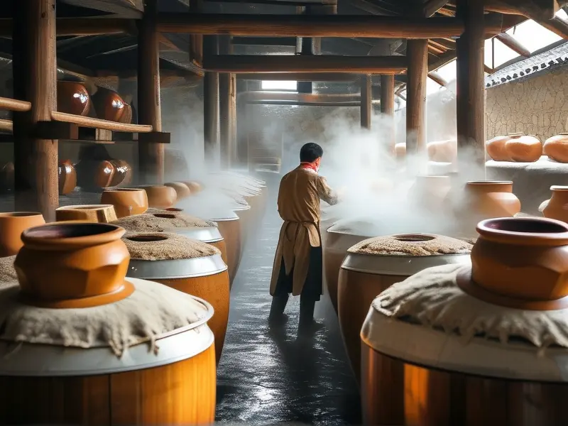 白酒传统发酵工艺现场实拍