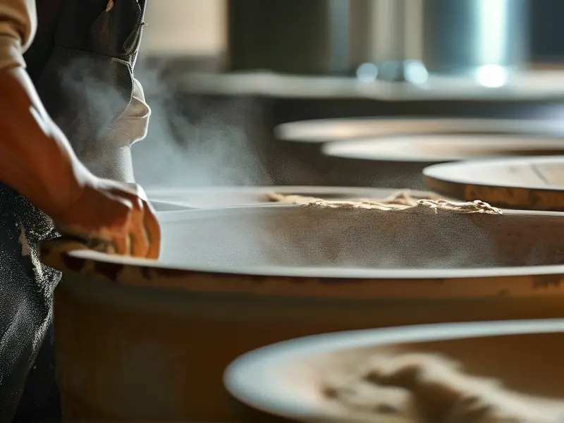 传统与现代白酒酿造工艺对比示意图