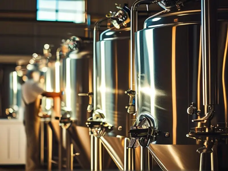 专业酿酒师检查不锈钢白酒酿酒设备