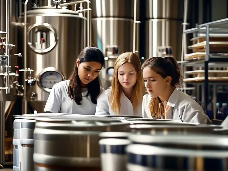 白酒酿造学校学生实践课场景