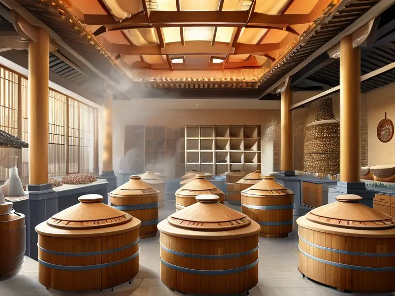 白酒传统固态发酵生产流程实景图