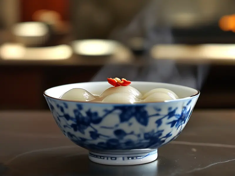 传统白酒汤圆成品特写