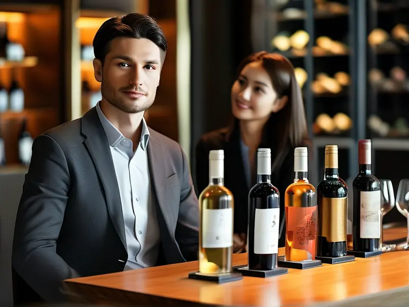白酒销售员向客户介绍产品