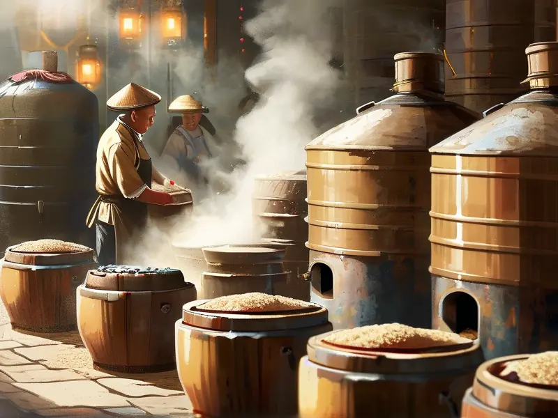传统白酒酿造过程实景