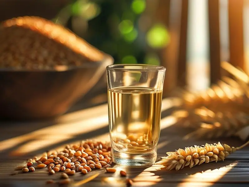 纯粮酿造白酒与原料展示图