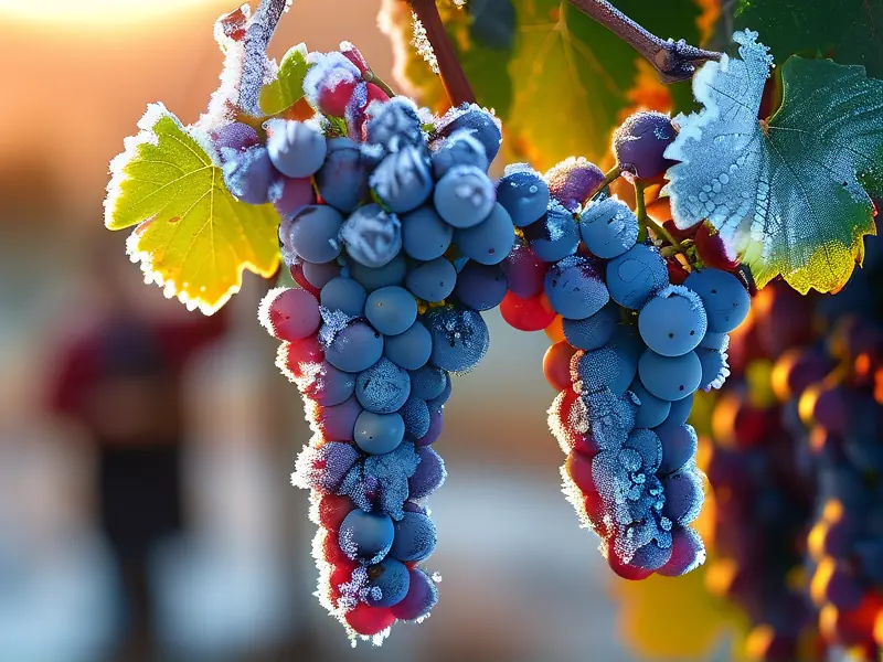 冬日采摘冰葡萄的实景照片