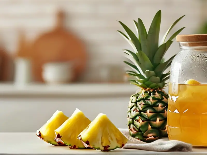 自制菠萝泡酒原料与成品展示