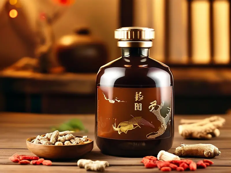 补肾补阳酒成品展示及中药材配料
