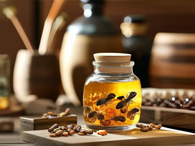 蚕蛾公补酒原料浸泡过程实拍图