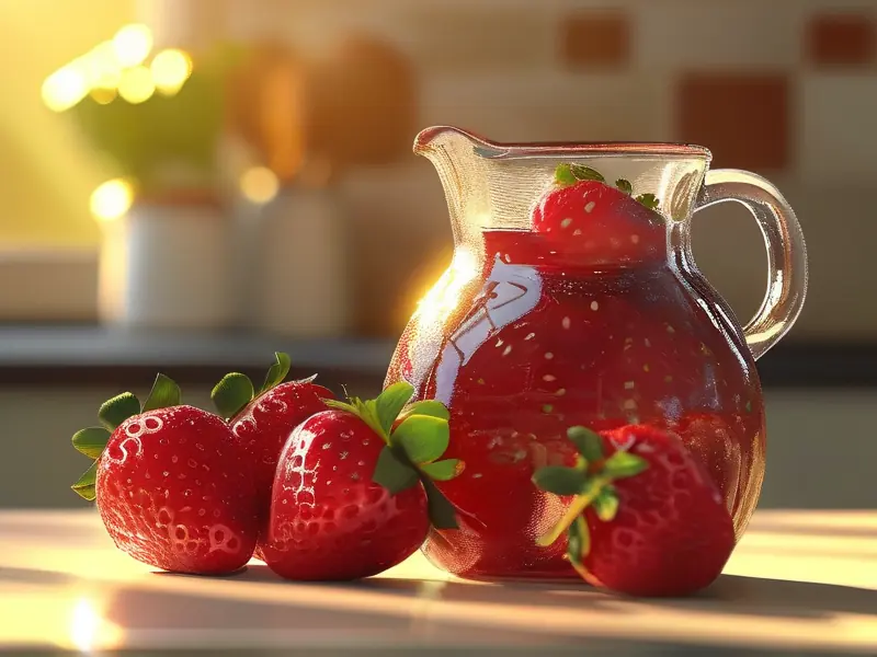 家庭自制草莓泡酒原料与成品展示