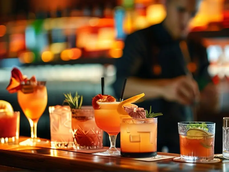 多种鸡尾酒展示与调酒过程