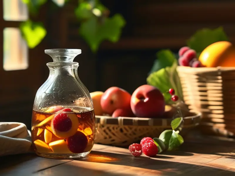 传统果酒制作工具与原料展示