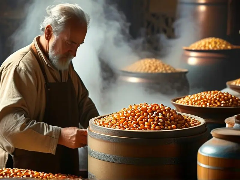 传统玉米酿酒方法实际操作场景