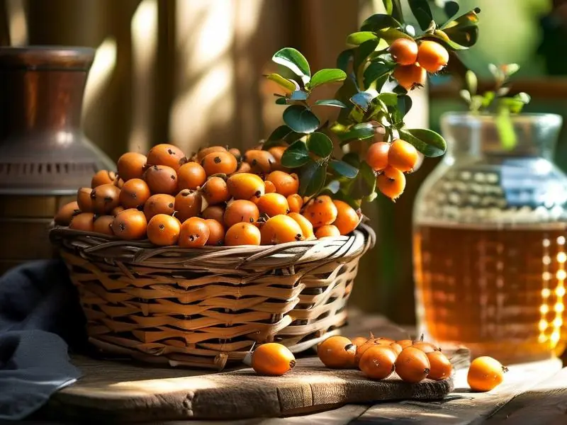 新鲜刺梨果实与酿酒工具准备制作刺梨酒