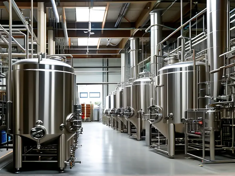 大型不锈钢酿酒设备工作场景实拍图