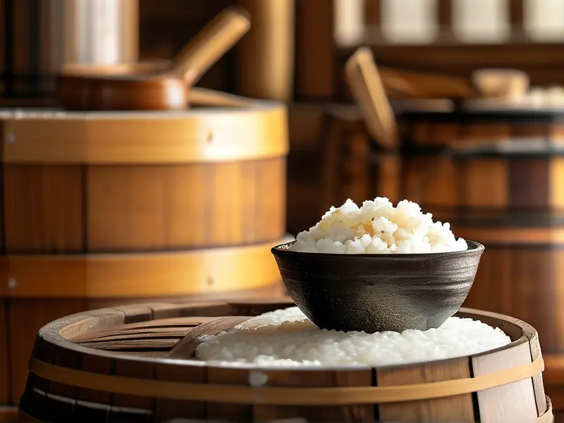 传统大米酒发酵过程实拍图