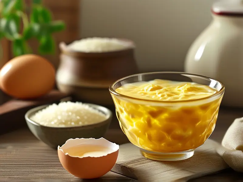 制作完成的蛋酒头特写照片