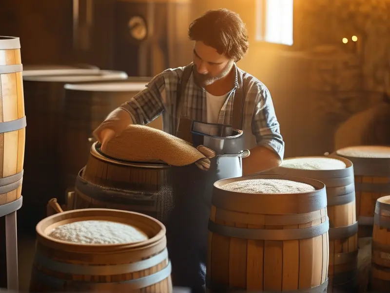 稻谷酿酒发酵过程实拍