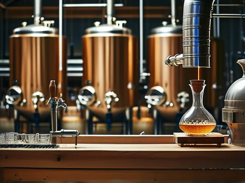 专业酿酒师在现代化酒厂中检查定制酒的发酵过程