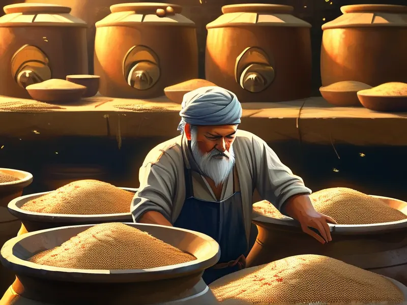 传统酿酒师检查杜康酒发酵过程