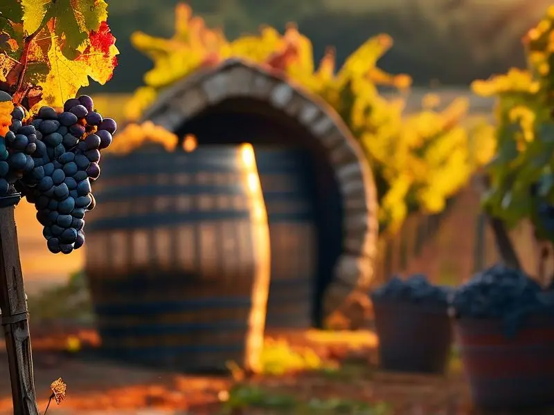 法国传统葡萄园手工采摘与酒窖陈酿过程实景